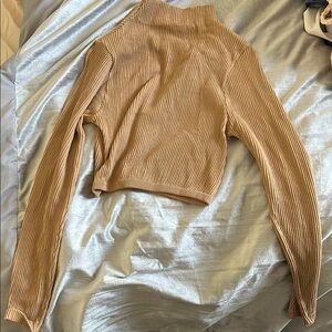 Tan Ribbed Long Sleeve Top